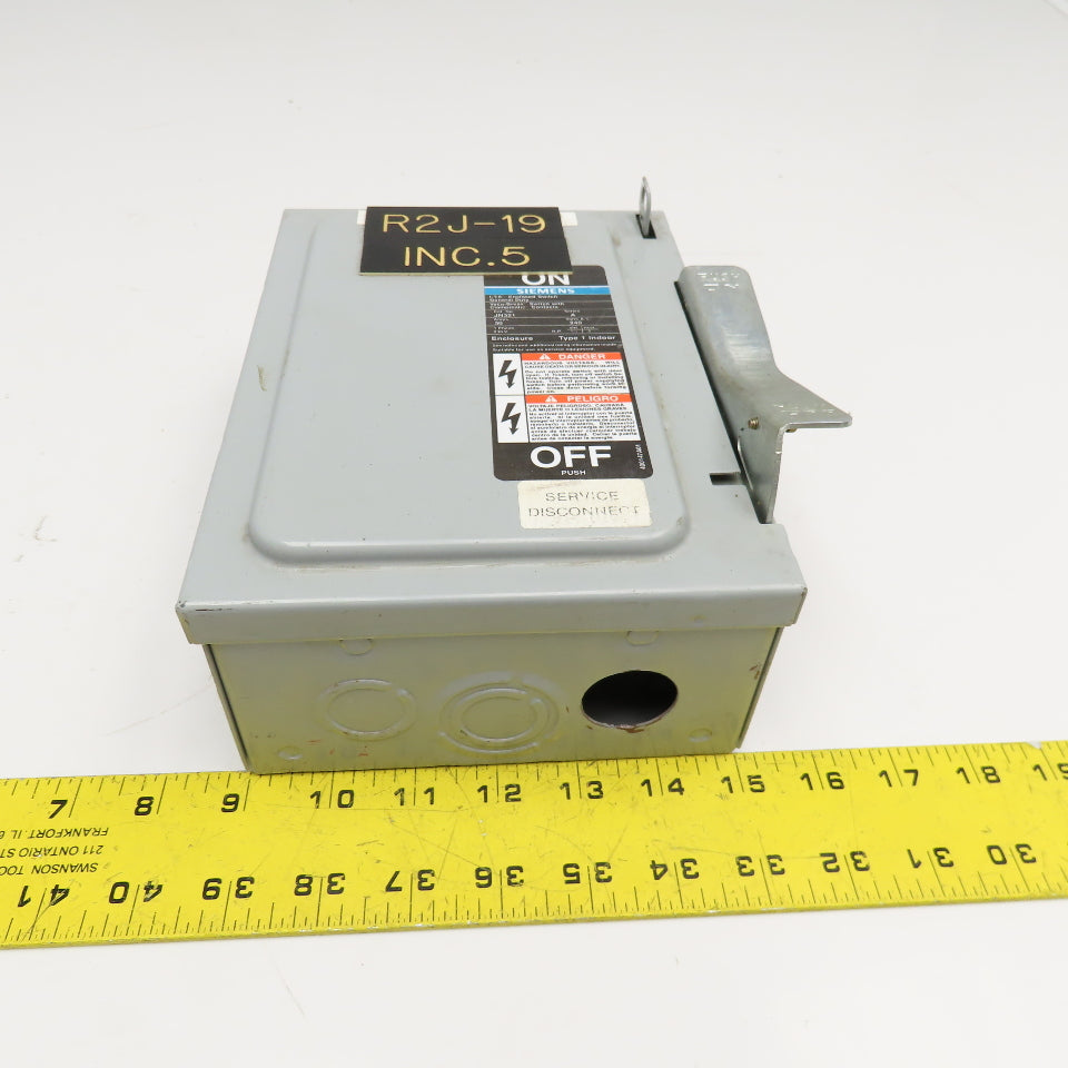 Siemens JN321 240VAC 250VDC 30A 1Ph 2 Pole Fusible Safety Disconnect Switch