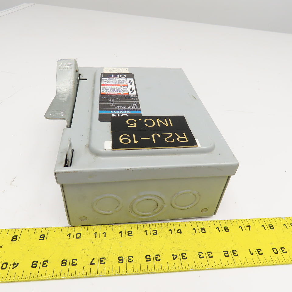 Siemens JN321 240VAC 250VDC 30A 1Ph 2 Pole Fusible Safety Disconnect Switch