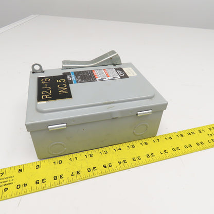Siemens JN321 240VAC 250VDC 30A 1Ph 2 Pole Fusible Safety Disconnect Switch