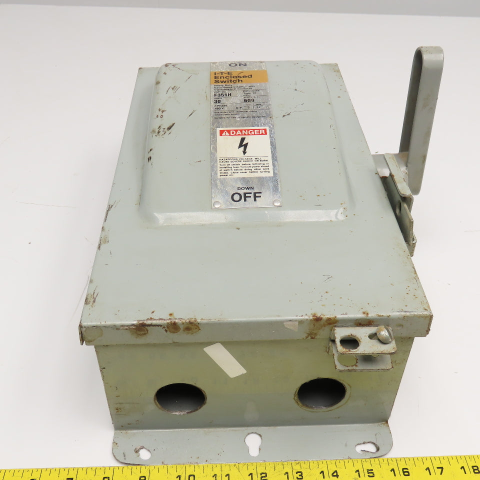 Siemens F351H 30A 600V 3 Pole Type 12 Fusible Safety Disconnect 3Ph 480V