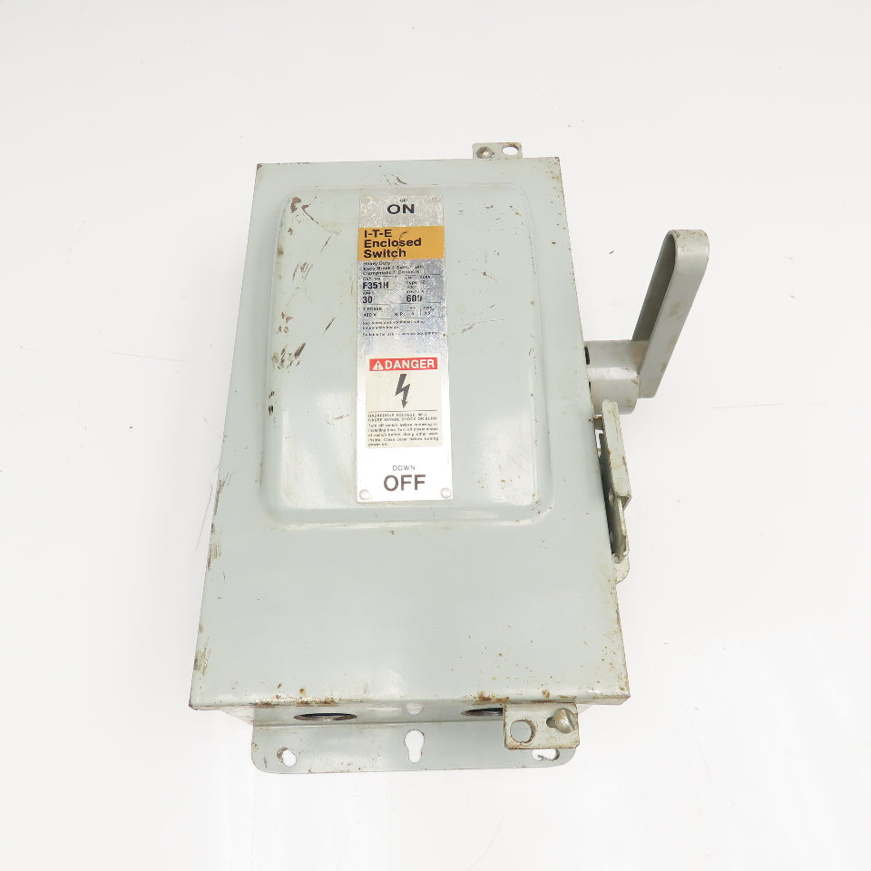 Siemens F351H 30A 600V 3 Pole Type 12 Fusible Safety Disconnect 3Ph 480V