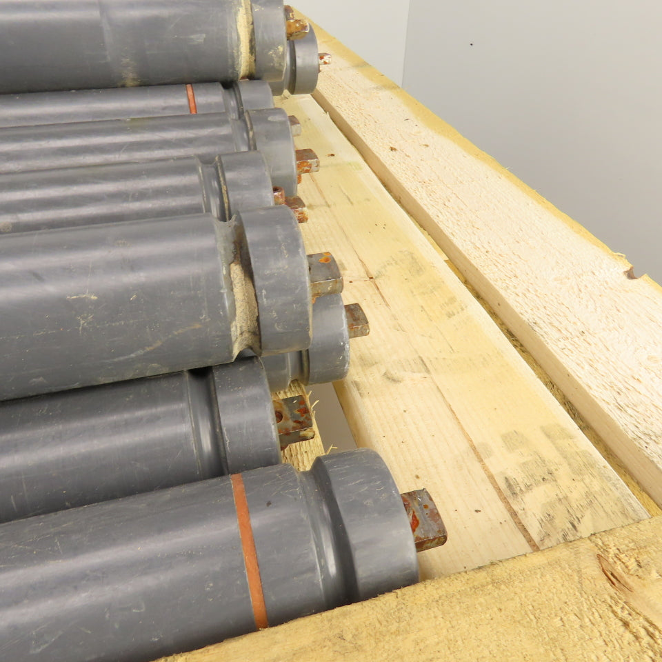1.9" OD x 35.5" BF Plastic Conveyor Roller 35-1/4" Face W/ 2 Belt Grooves Lot/45