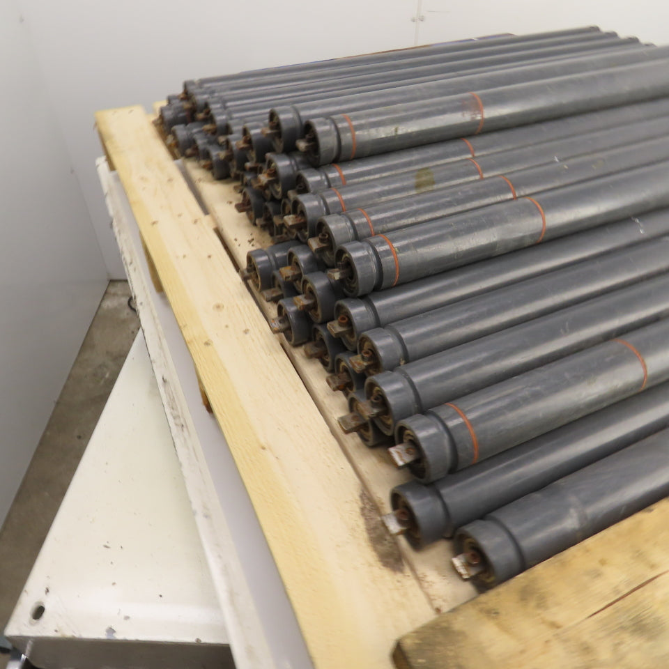 1.9" OD x 35.5" BF Plastic Conveyor Roller 35-1/4" Face W/ 2 Belt Grooves Lot/45