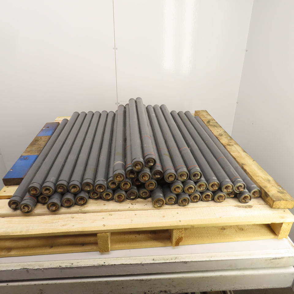 1.9" OD x 35.5" BF Plastic Conveyor Roller 35-1/4" Face W/ 2 Belt Grooves Lot/45