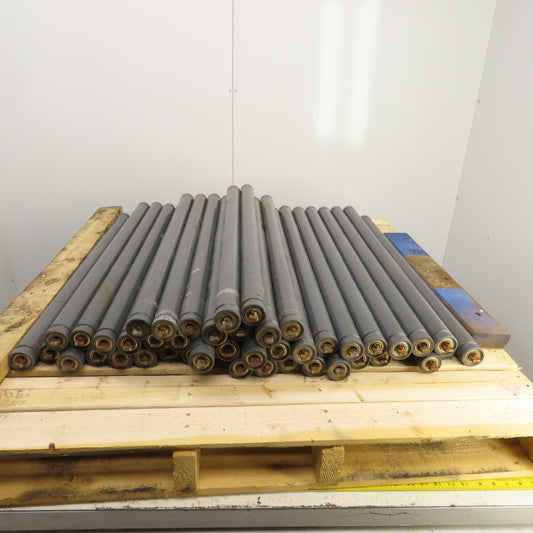 1.9" OD x 35.5" BF Plastic Conveyor Roller 35-1/4" Face W/ 2 Belt Grooves Lot/45