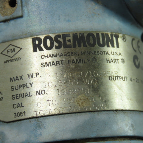 Rosemount TG2A2B22AB415M5 Pressure Transmitter 4-20mA 150PSI 10.5-55VDC