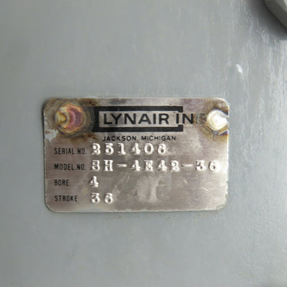 Lynair SH-4E42-36 Extended Rod Hydraulic Cylinder 4" Bore 36" Stroke 1-3/4
