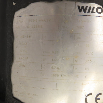 Wilo EMU TR50-2.40-4/8V 4.4HP 3-Blade Submersible Mixer Broken Prop Parts/Repair