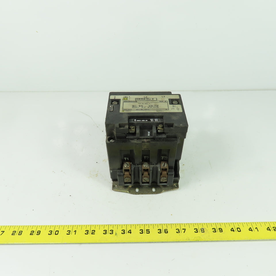 Square D 8502SDO2S Size 2 Ser A Contactor 3Ph 600V 50/60Hz 25Hp 120V Coil