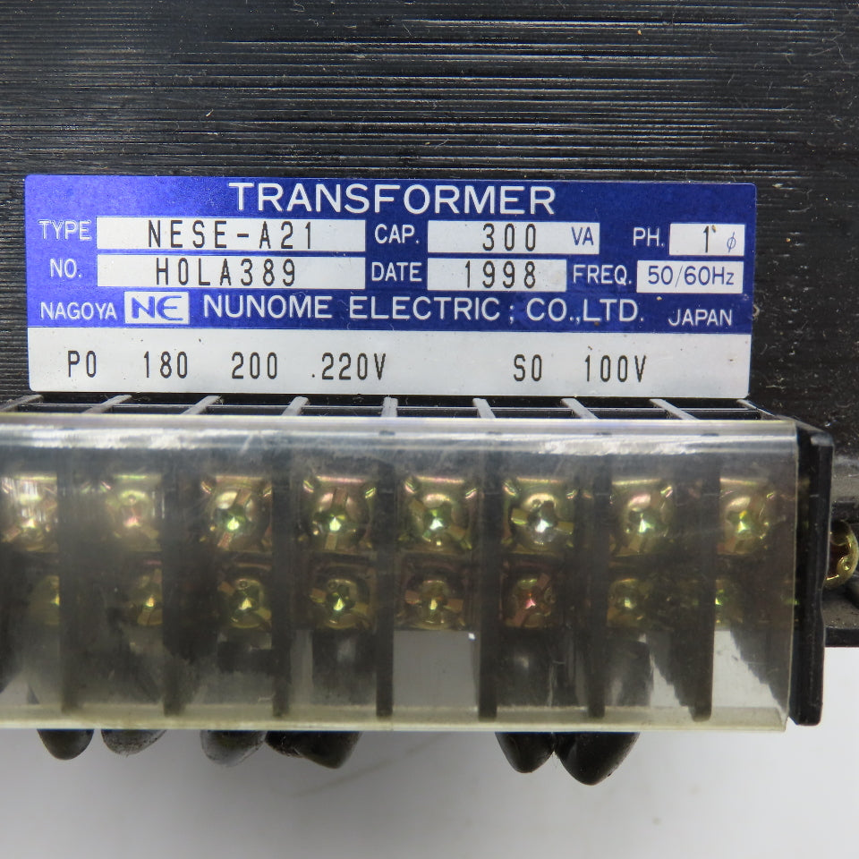 Nunome NESE-A21 180-200/220V Primary 300Va 1Ph Transformer 100V Secondary