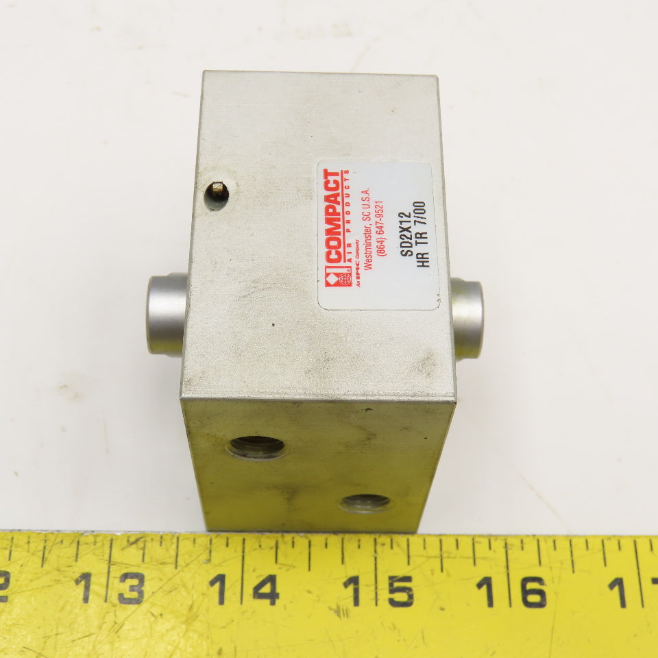 Compact SD2X12 2" Bore x 1/2" Double Stroke Square Body Air Cylinder