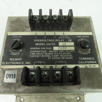 Wilmar 301TD-2X Overvoltage Relay 208V 3Ph 5A