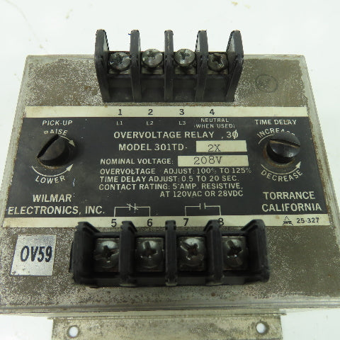 Wilmar 301TD-2X Overvoltage Relay 208V 3Ph 5A