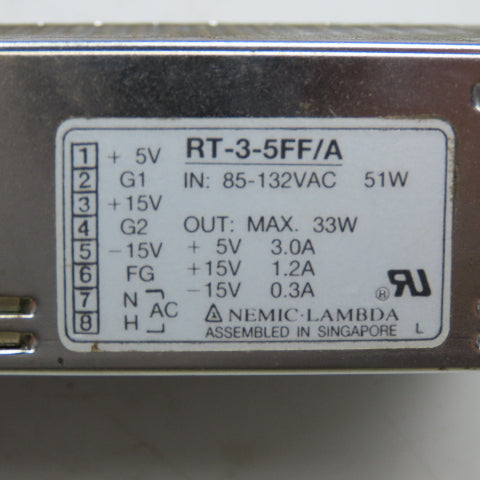 Nemic Lambda RT-3-5FF/A 85-132VAC Power Supply +/-15V +/-5V