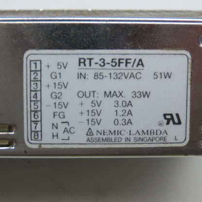 Nemic Lambda RT-3-5FF/A 85-132VAC Power Supply +/-15V +/-5V