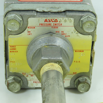 Asco PB26A Pressure Switch 150PSIG Max 125VAC