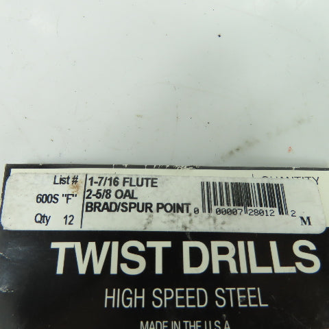 Michigan Drill 600S F 1-7/16 Flute 2-5/8 OAL Point Twist Drills Lot Of 12