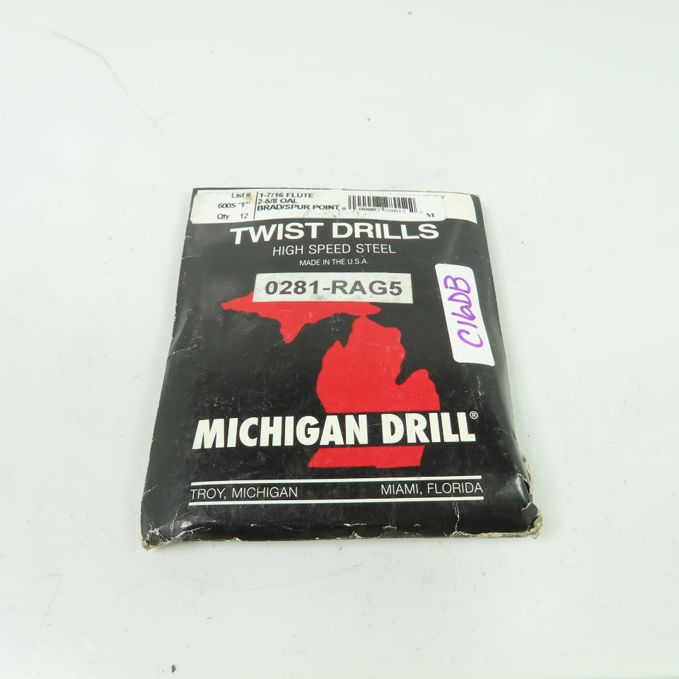 Michigan Drill 600S F 1-7/16 Flute 2-5/8 OAL Point Twist Drills Lot Of 12