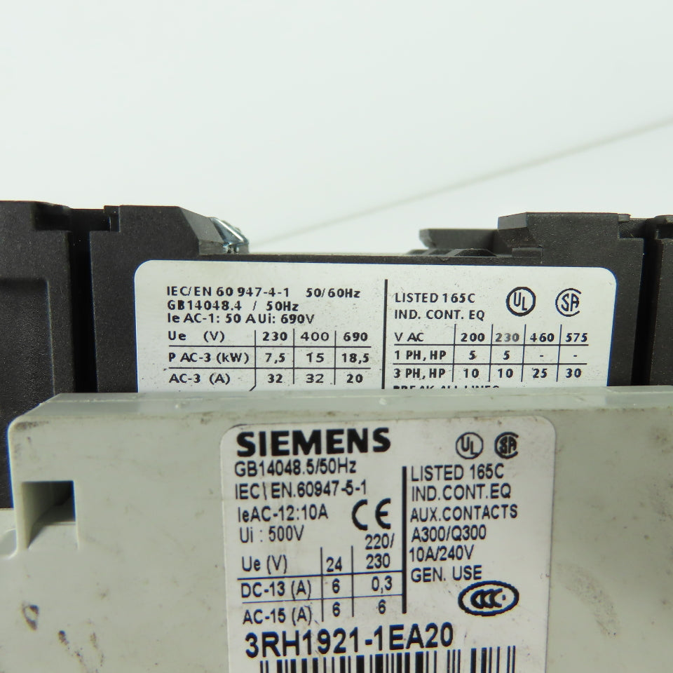 Siemens 3RT1034-1A 600VAC Motor Starter Contactor 110V Coil W/3RU1136-4EB0 Relay