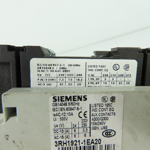 Siemens 3RT1034-1A 600VAC Motor Starter Contactor 110V Coil W/3RU1136-4EB0 Relay