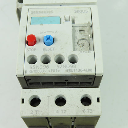 Siemens 3RT1034-1A 600VAC Motor Starter Contactor 110V Coil W/3RU1136-4EB0 Relay