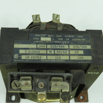 Allen Bradley X-210922 0.200kVA Control Transformer Pri 240/480V Sec 120V 1PH