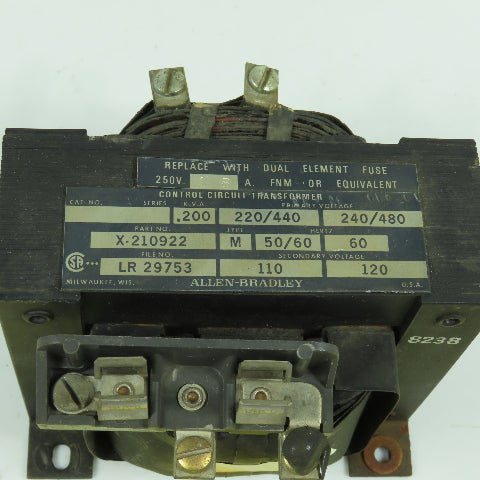 Allen Bradley X-210922 0.200kVA Control Transformer Pri 240/480V Sec 120V 1PH