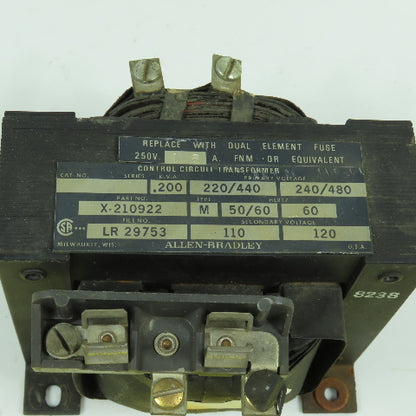 Allen Bradley X-210922 0.200kVA Control Transformer Pri 240/480V Sec 120V 1PH