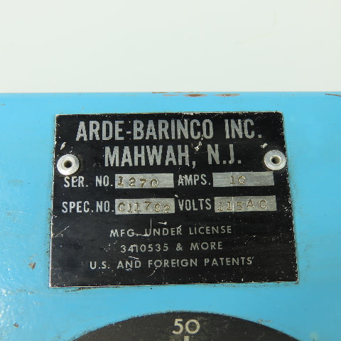 Arde-Barinco C11792 Control Bpox Panel Unit 115VAC 10A