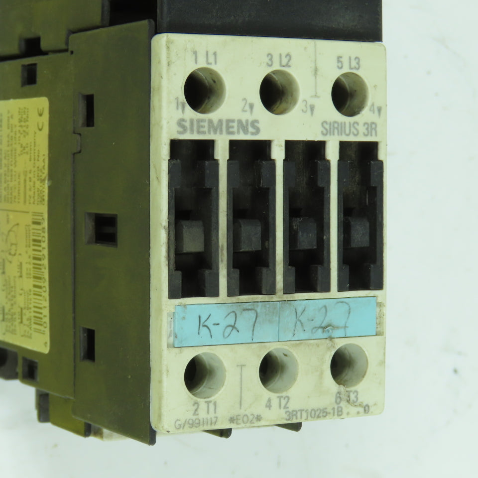 Siemens 3RT1025-1B Motor Starter Contactor 600V W/ 3RV1021-4AA10 Breaker 11-16A