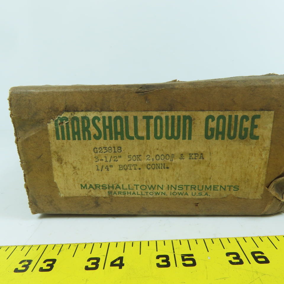 Marshalltown G23818 3-1/2" 2000PSI Pressure Gauge 1/4" Bottom Connection