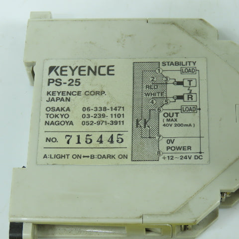 Keyence PS-25 DC Amplifier Unit For Photoelectric Sensor Lot Of 4