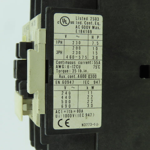 Yaskawa HI-35JV 30HP 600V Contactor 240V Coil W/ TU-65C240 Filter Module