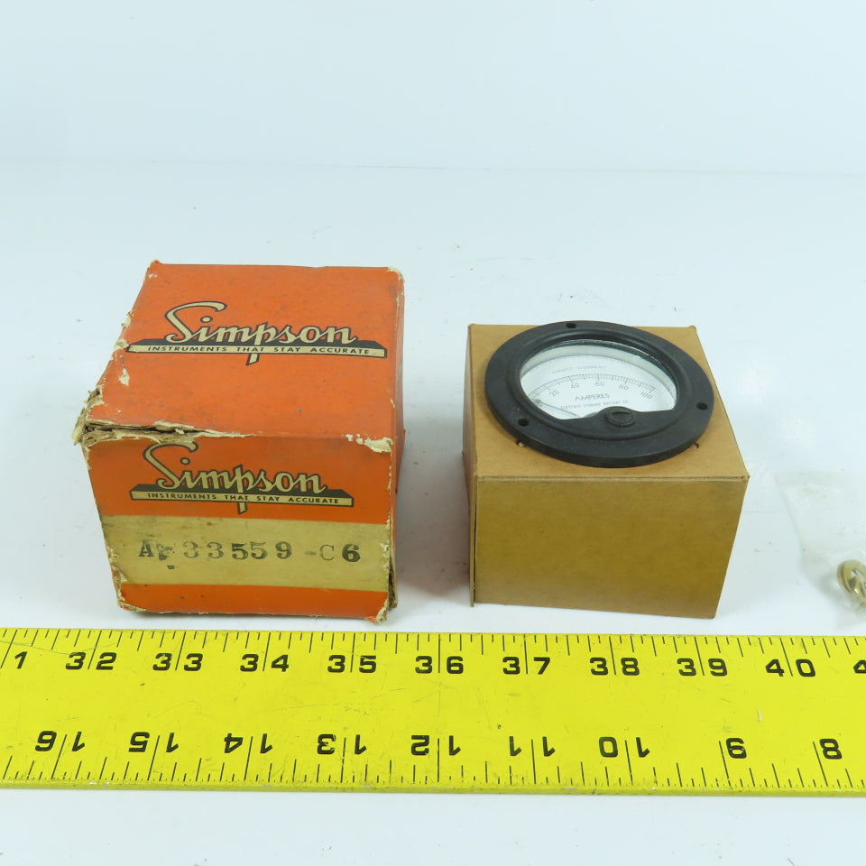 Simpson 04348 Panel Mount 2.5" DC 0-100 Amperes Gauge