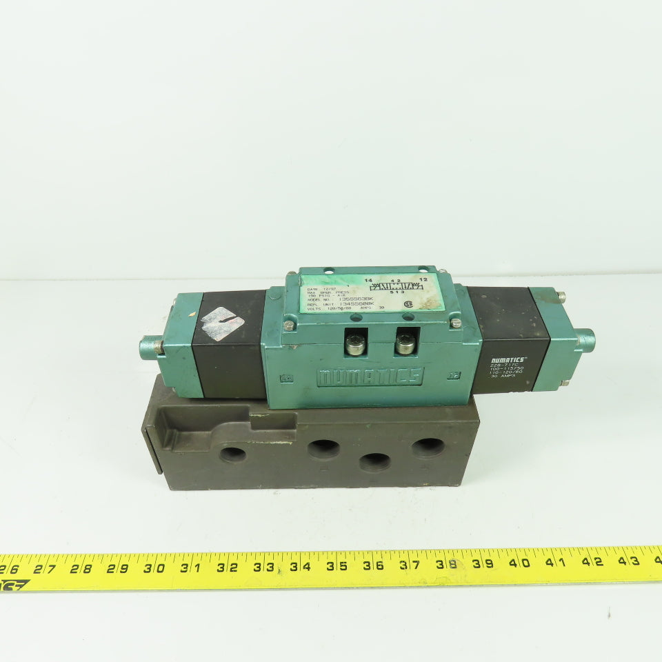 Numatics I34SS600K Pneumatic Solenoid Valve W/ Manifold 150PSI 120V .30A