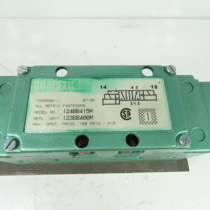 Numatics I24BB415M Pneumatic Solenoid Valve W/ Manifold 150PSI 24VDC I23BB400M