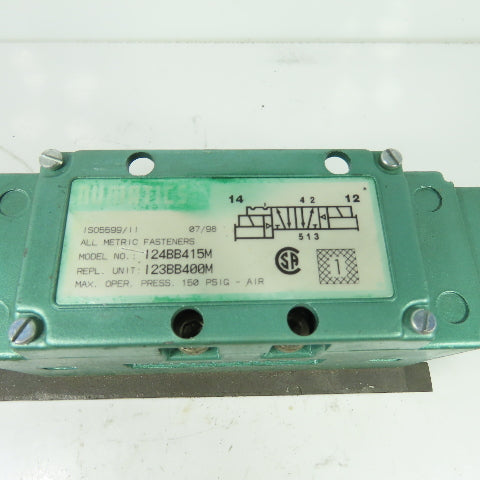 Numatics I24BB415M Pneumatic Solenoid Valve W/ Manifold 150PSI 24VDC I23BB400M