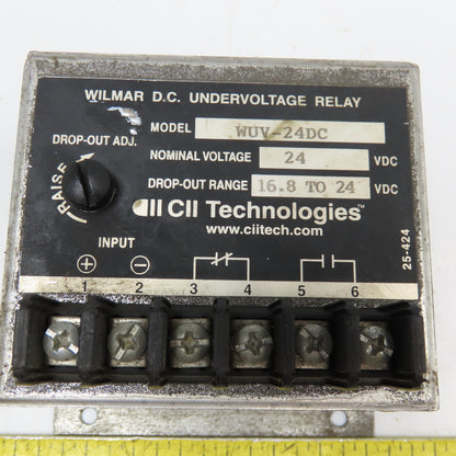 CII Technologies WUV-24VDC Undervoltage Relay 16.8-24VDC Drop Out Range