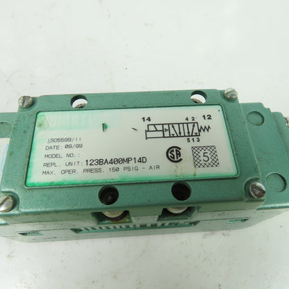 Numatics 123BA400MP14D Pneumatic Solenoid Valve 150PSIG 24VDC 4.0W