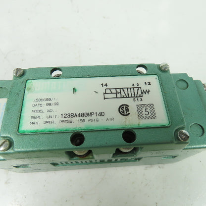 Numatics 123BA400MP14D Pneumatic Solenoid Valve 150PSIG 24VDC 4.0W