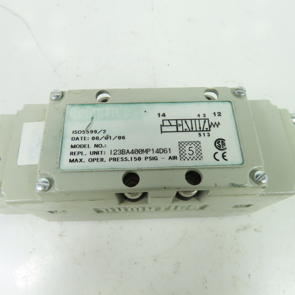 Numatics 123BA400MP14D61 Pneumatic Solenoid Valve 150PSIG 24VDC 4.0W