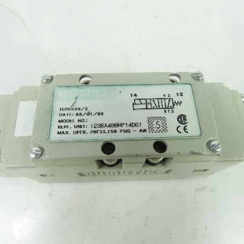 Numatics 123BA400MP14D61 Pneumatic Solenoid Valve 150PSIG 24VDC 4.0W