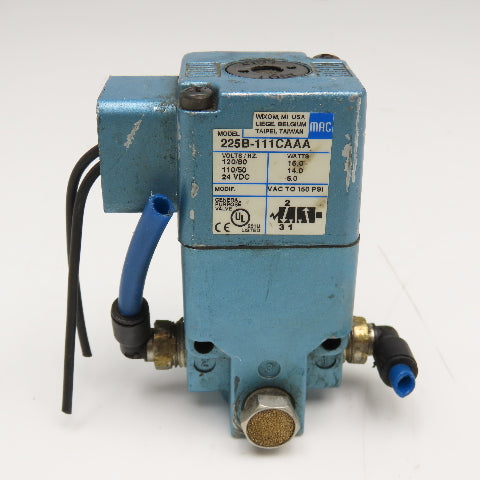Mac 225B-111CAAA Solenoid Valve 3/2 Position VAC To 150PSI 120VAC 24VDC 1/4" NPT