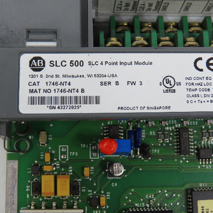 Allen Bradley 1746-NT4 Ser B FW 3 SLC 500 4-Point Input Module