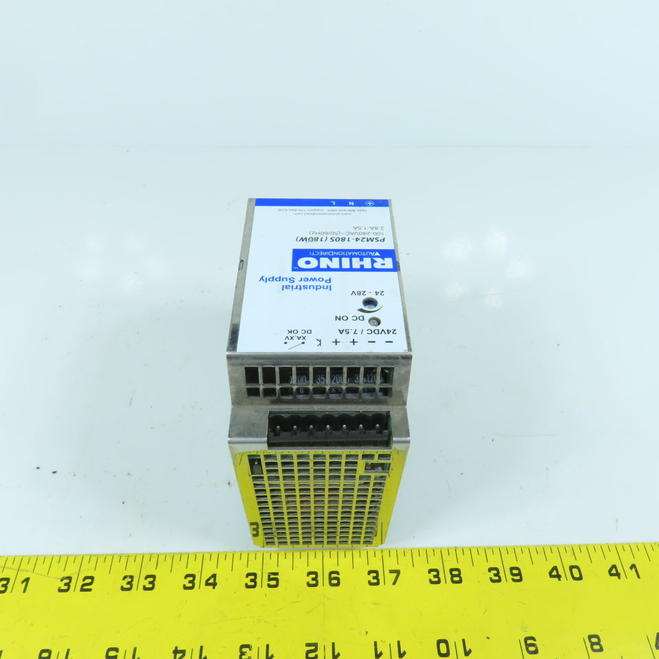 Automation Direct Rhino PSM24-180S 24V DC 7.5A Power Supply 100-240VAC Input
