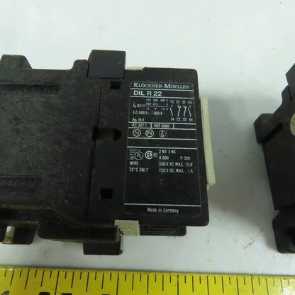 Klockner Moeller DIL R 22 15A 600VAC Starter Contactor 120V Coil Lot Of 2