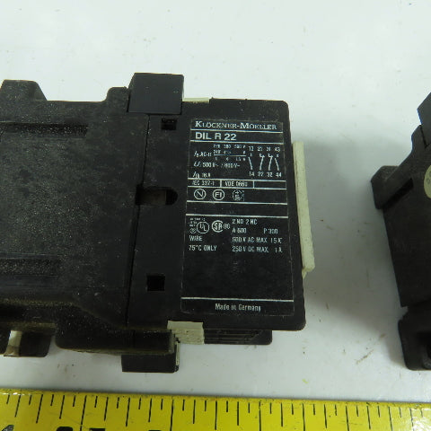 Klockner Moeller DIL R 22 15A 600VAC Starter Contactor 120V Coil Lot Of 2