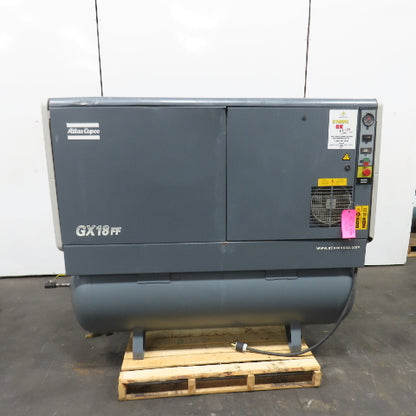 Atlas Copco GX18 25HP 130 Gallon Rotary Screw Air Compressor 3Ph 480V 49CFM