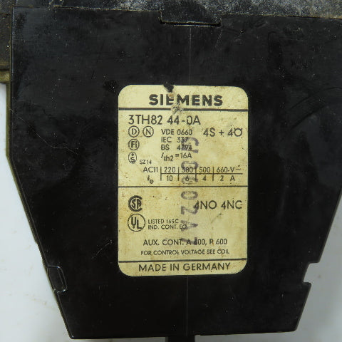 Siemens 3TH82 44-0A Contactor Relay 4 N/O 4 N/C Contacts 120VAC Coil Lot Of 3