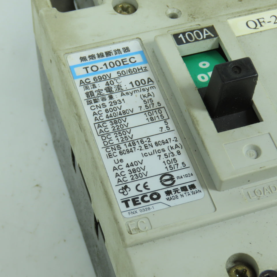 Teco TO-100EC 100A Circuit Breaker 600VAC CNS 2931